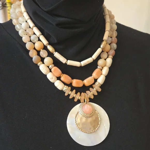 Chico's Multi-Layered Necklace with Shell Pendant - Picture 4 of 8